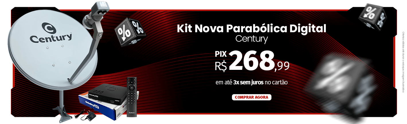 Kit Nova Parabólica Digital Banda Ku Century